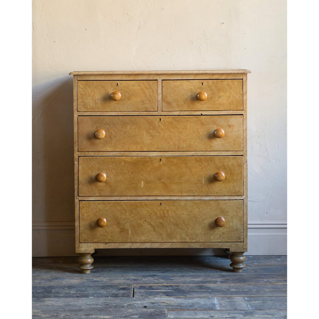 Antique Painted Chest of Drawers - simulated birds eye maple-Antique Storage-KONTRAST