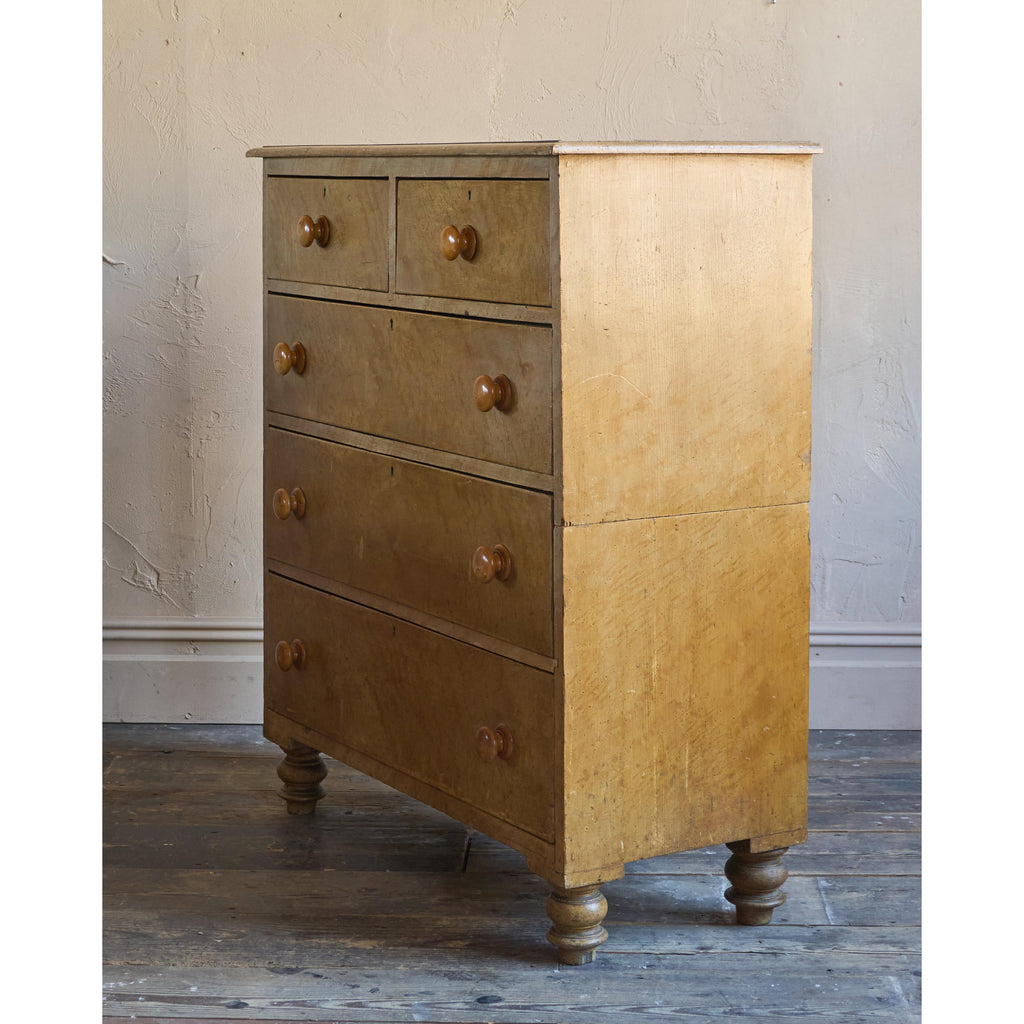 Antique Painted Chest of Drawers - simulated birds eye maple-Antique Storage-KONTRAST