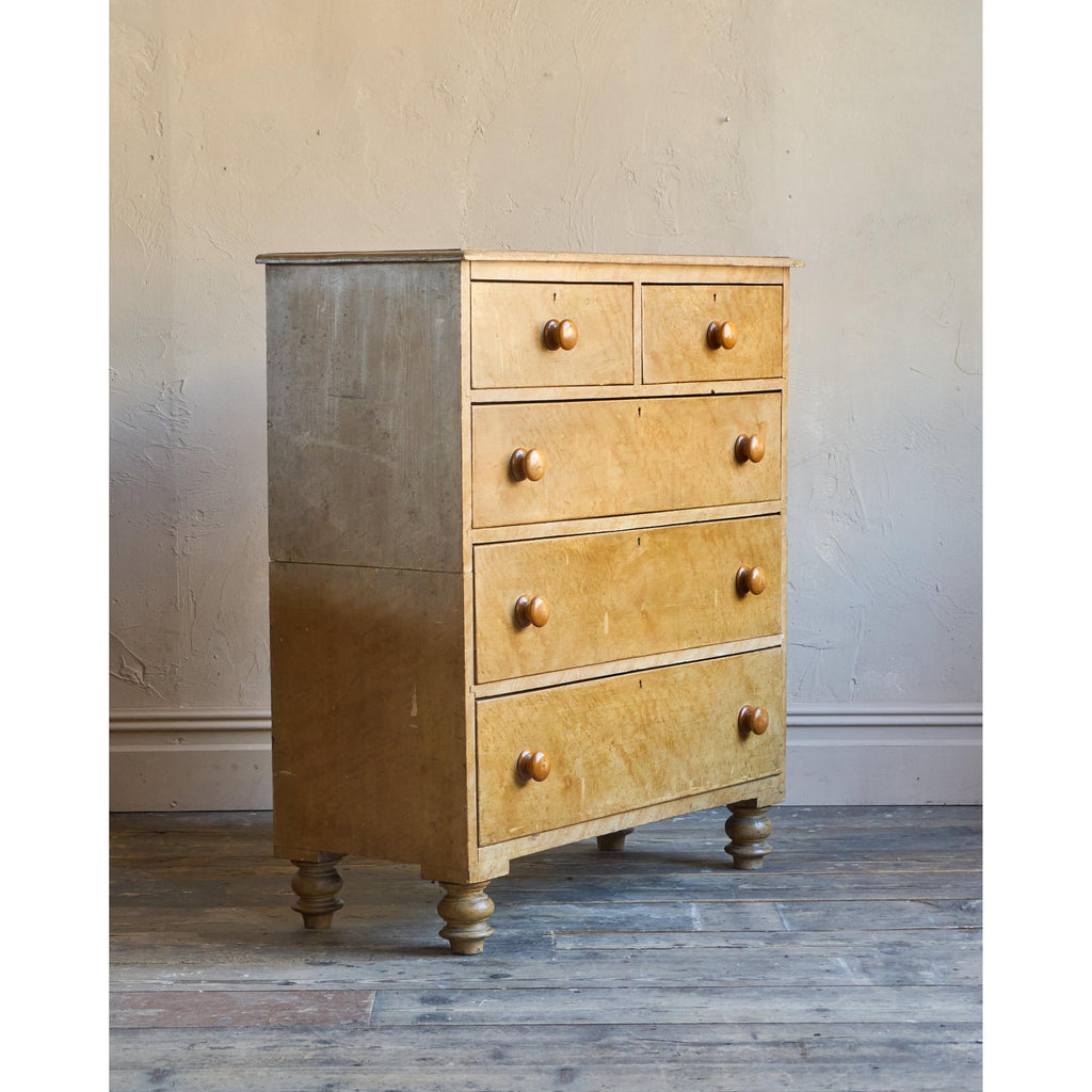 Antique Painted Chest of Drawers - simulated birds eye maple-Antique Storage-KONTRAST