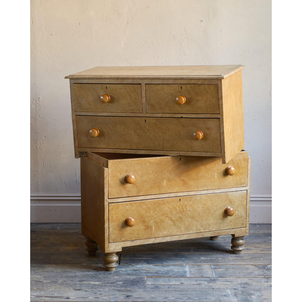 Antique Painted Chest of Drawers - simulated birds eye maple-Antique Storage-KONTRAST