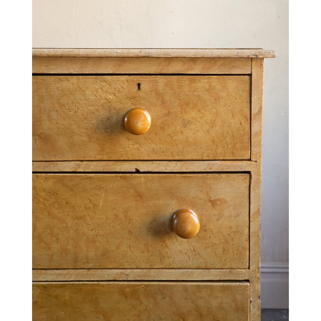 Antique Painted Chest of Drawers - simulated birds eye maple-Antique Storage-KONTRAST