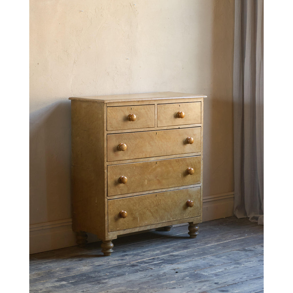 Antique Painted Chest of Drawers - simulated birds eye maple-Antique Storage-KONTRAST