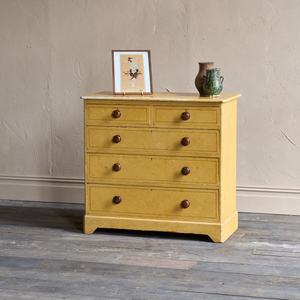 Antique Painted Pine Chest of Drawers-Antique Storage-KONTRAST