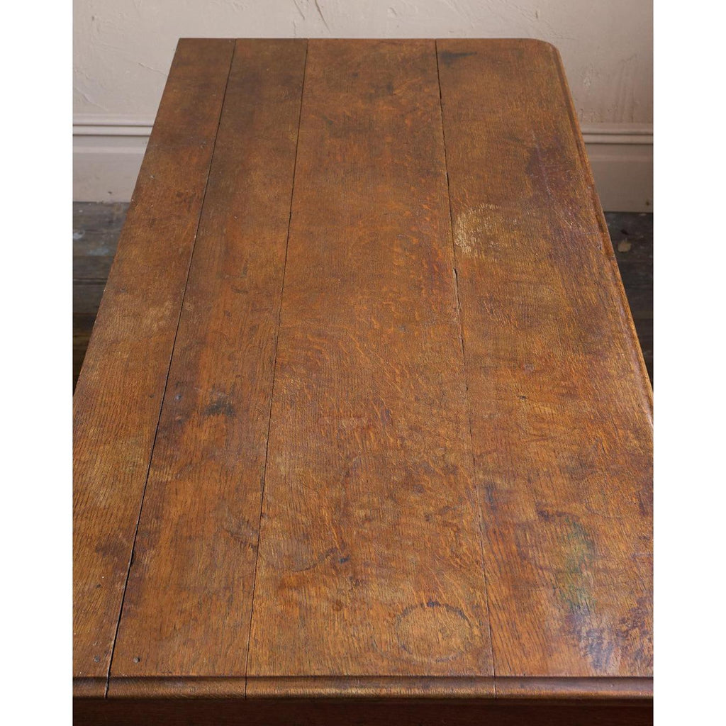 Antique Parquetry Oak Pedestal Desk-Antique Tables-KONTRAST