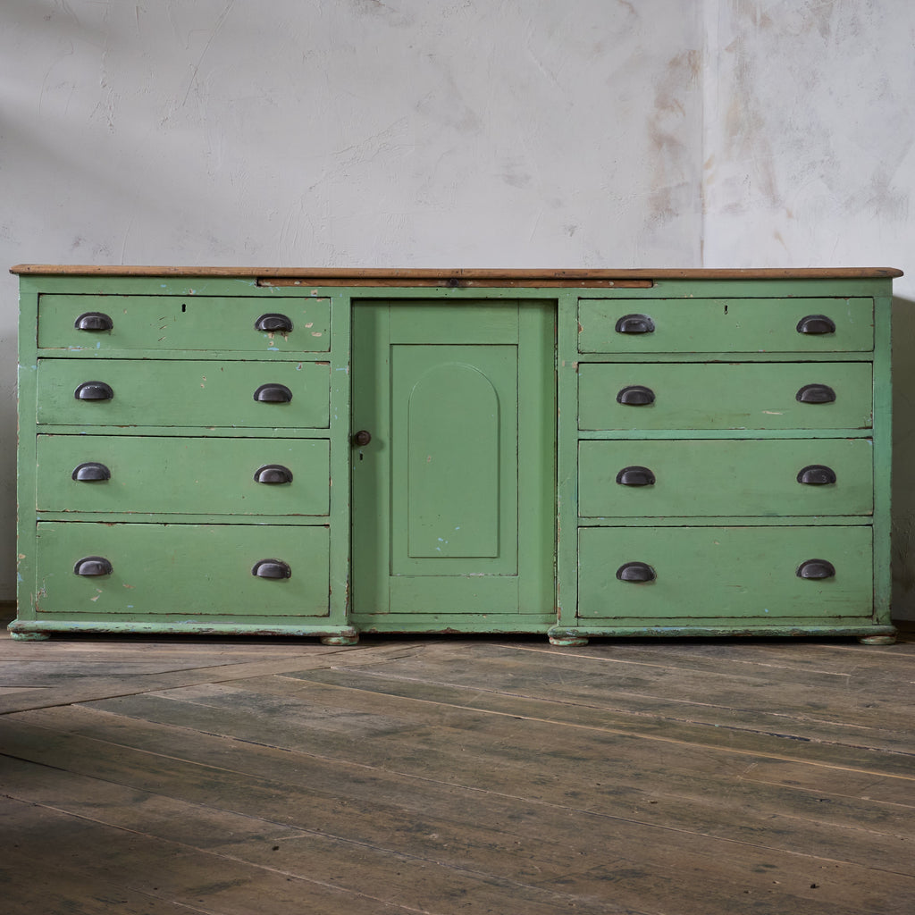 Antique Pine Sideboard - Painted Green-Antique Storage-KONTRAST