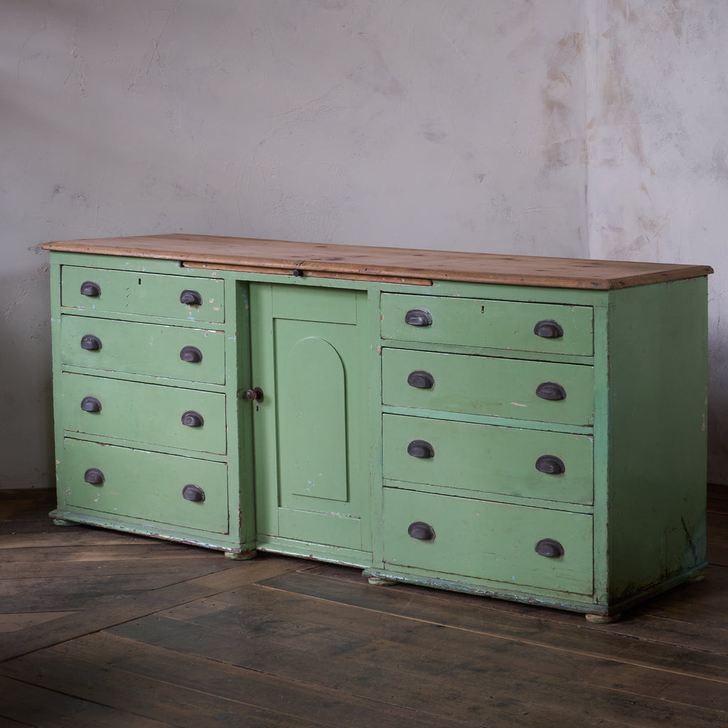Antique Pine Sideboard - Painted Green-Antique Storage-KONTRAST