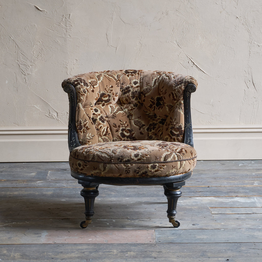 Antique Tub Chair - ebonised and gilt legs.-Antique Seating-KONTRAST