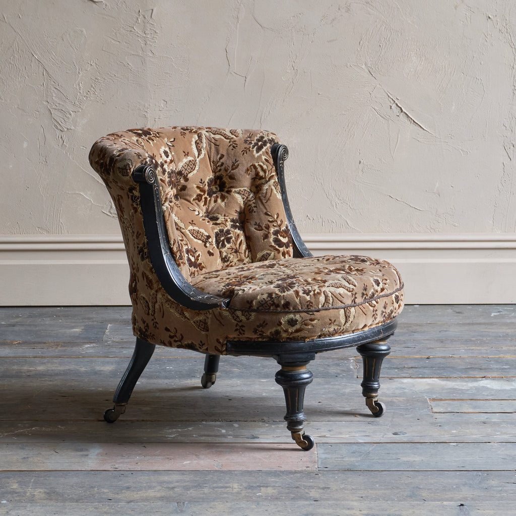 Antique Tub Chair - ebonised and gilt legs.-Antique Seating-KONTRAST