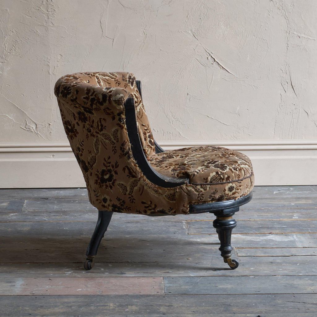 Antique Tub Chair - ebonised and gilt legs.-Antique Seating-KONTRAST