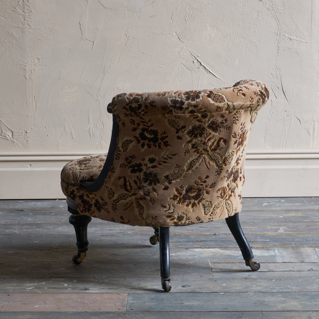 Antique Tub Chair - ebonised and gilt legs.-Antique Seating-KONTRAST