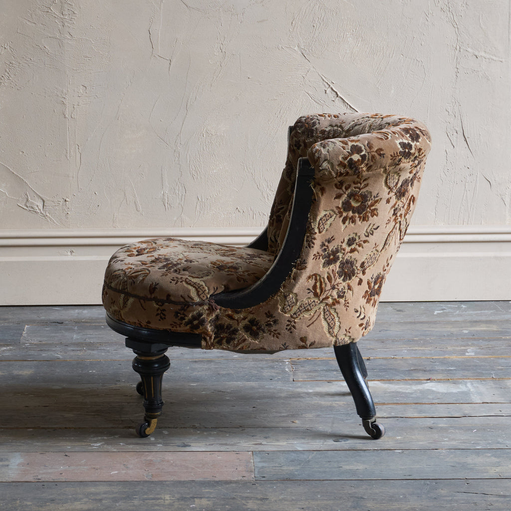 Antique Tub Chair - ebonised and gilt legs.-Antique Seating-KONTRAST