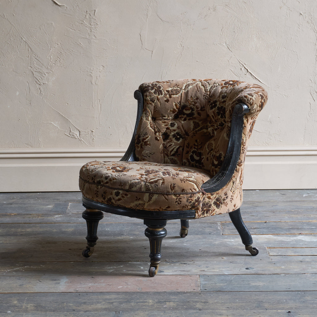 Antique Tub Chair - ebonised and gilt legs.-Antique Seating-KONTRAST