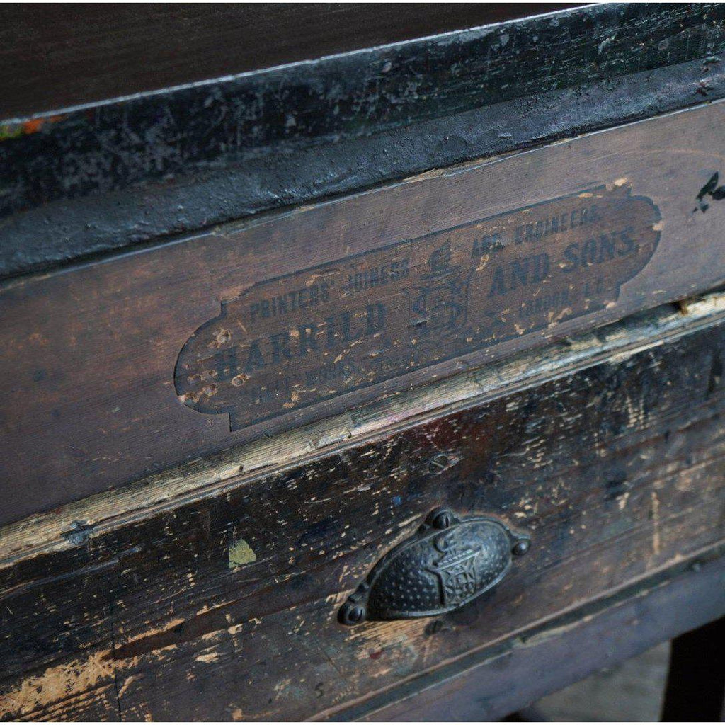 Antique Typesetting Table- printers storage - kitchen island - sold-Antique Storage-KONTRAST