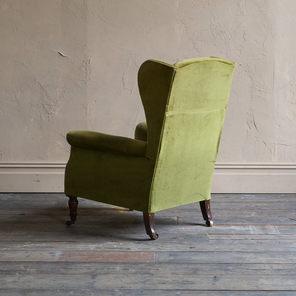 Antique Wingback - green velvet.-Antique Seating-KONTRAST