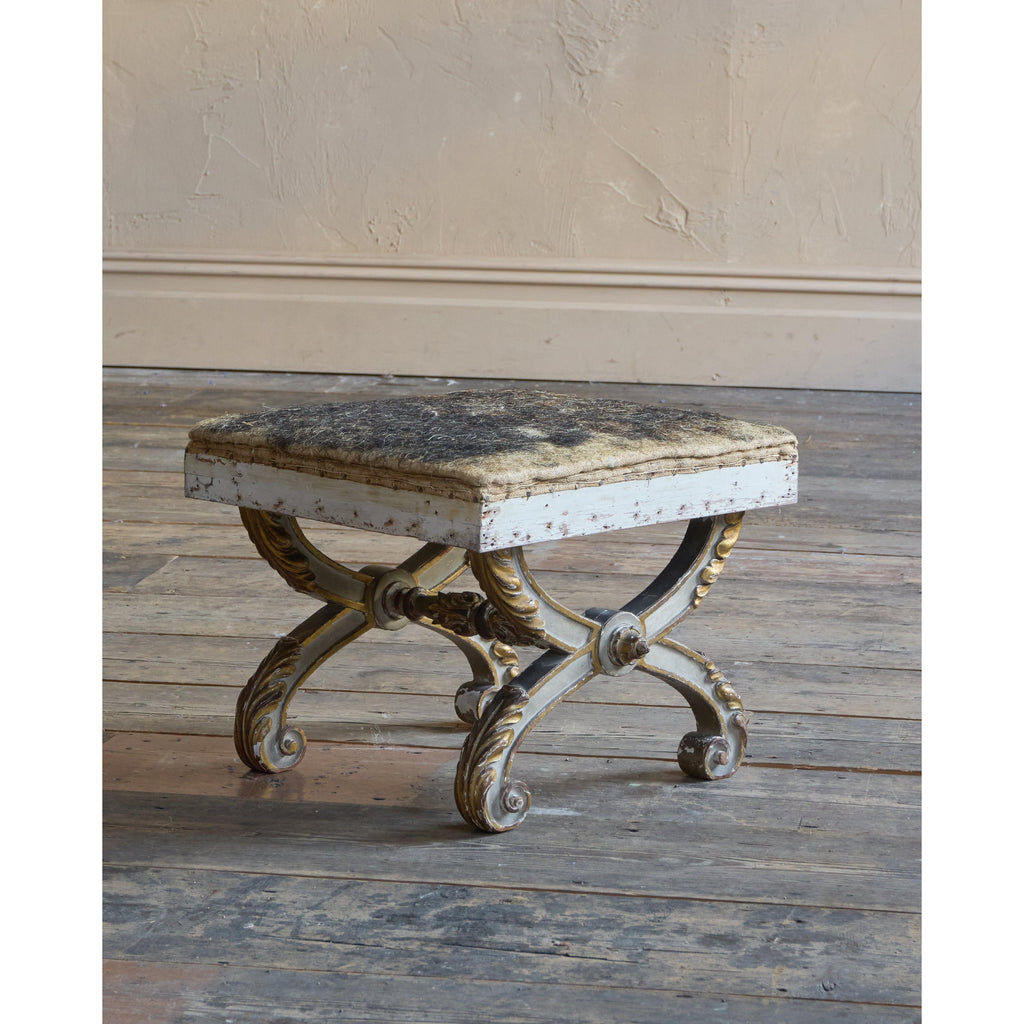 Antique X Frame Curule Footstool by Miles & Edwards-Antique Seating-KONTRAST