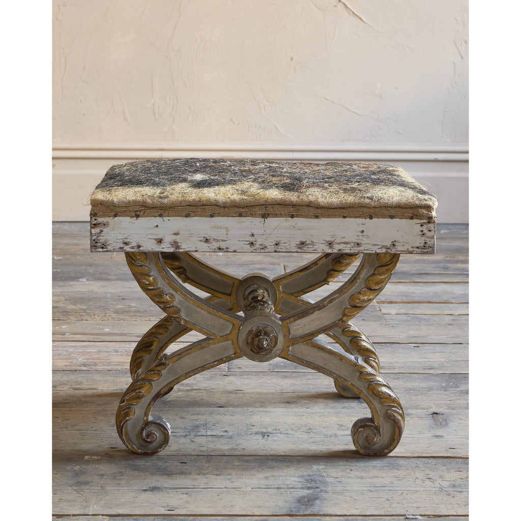 Antique X Frame Curule Footstool by Miles & Edwards-Antique Seating-KONTRAST