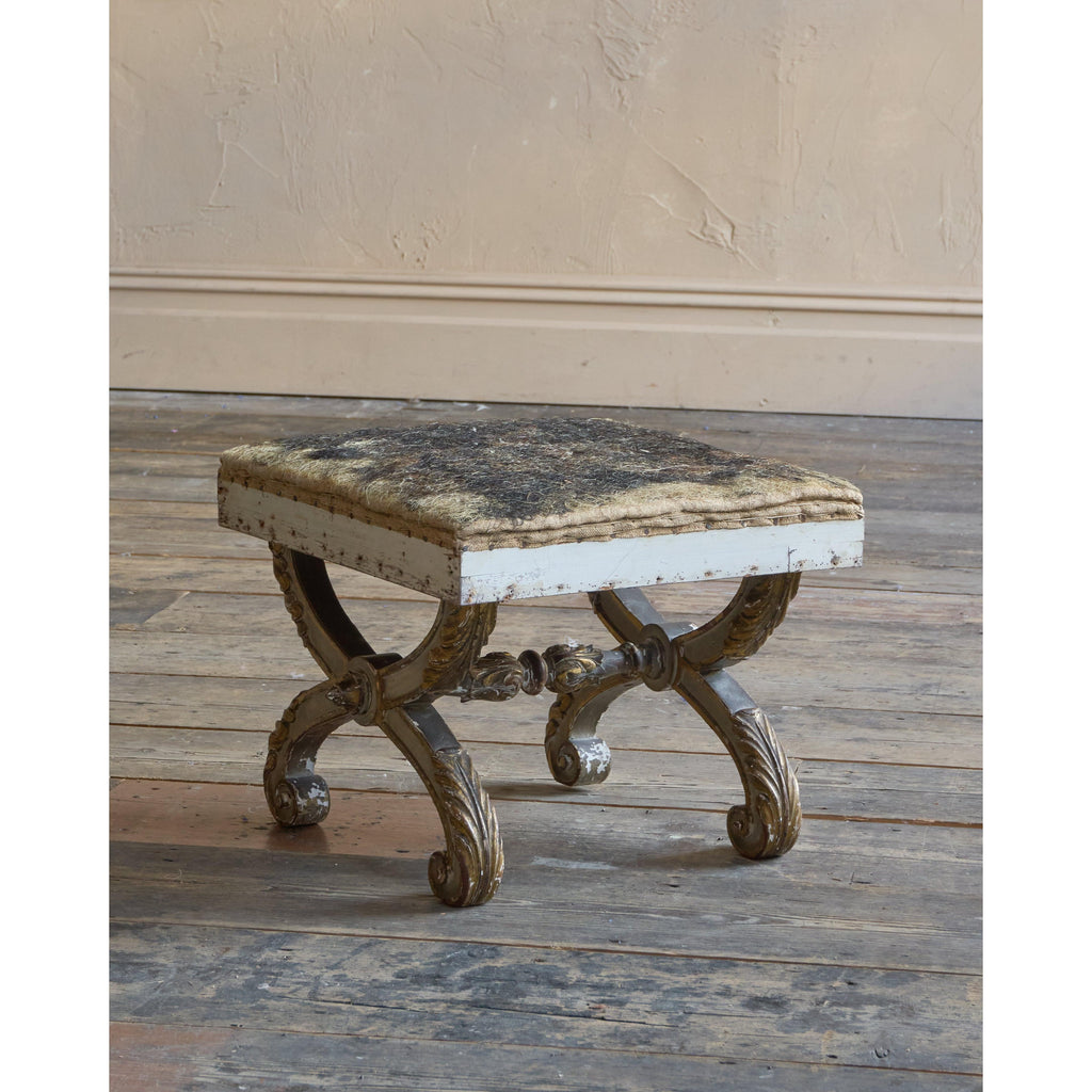 Antique X Frame Curule Footstool by Miles & Edwards-Antique Seating-KONTRAST