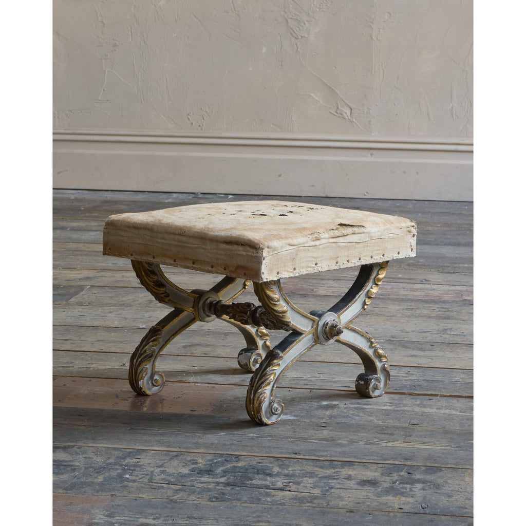 Antique X Frame Curule Footstool by Miles & Edwards-Antique Seating-KONTRAST