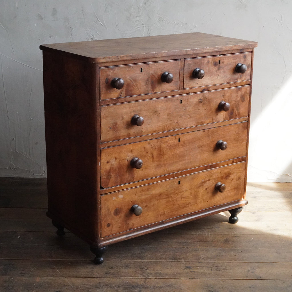 Antique Yew Chest of Drawers-KONTRAST