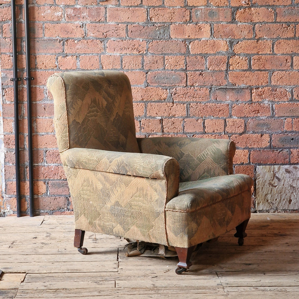 Antique armchair -upholstered - square shape-Antique Seating-KONTRAST