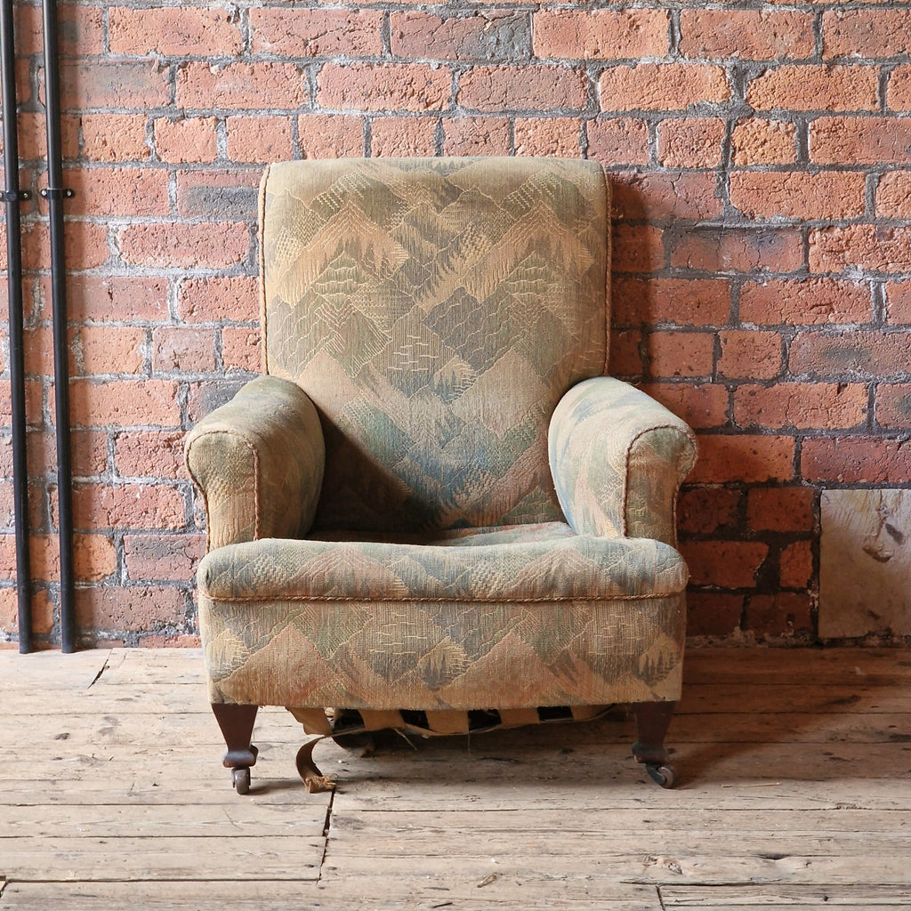 Antique armchair -upholstered - square shape-Antique Seating-KONTRAST