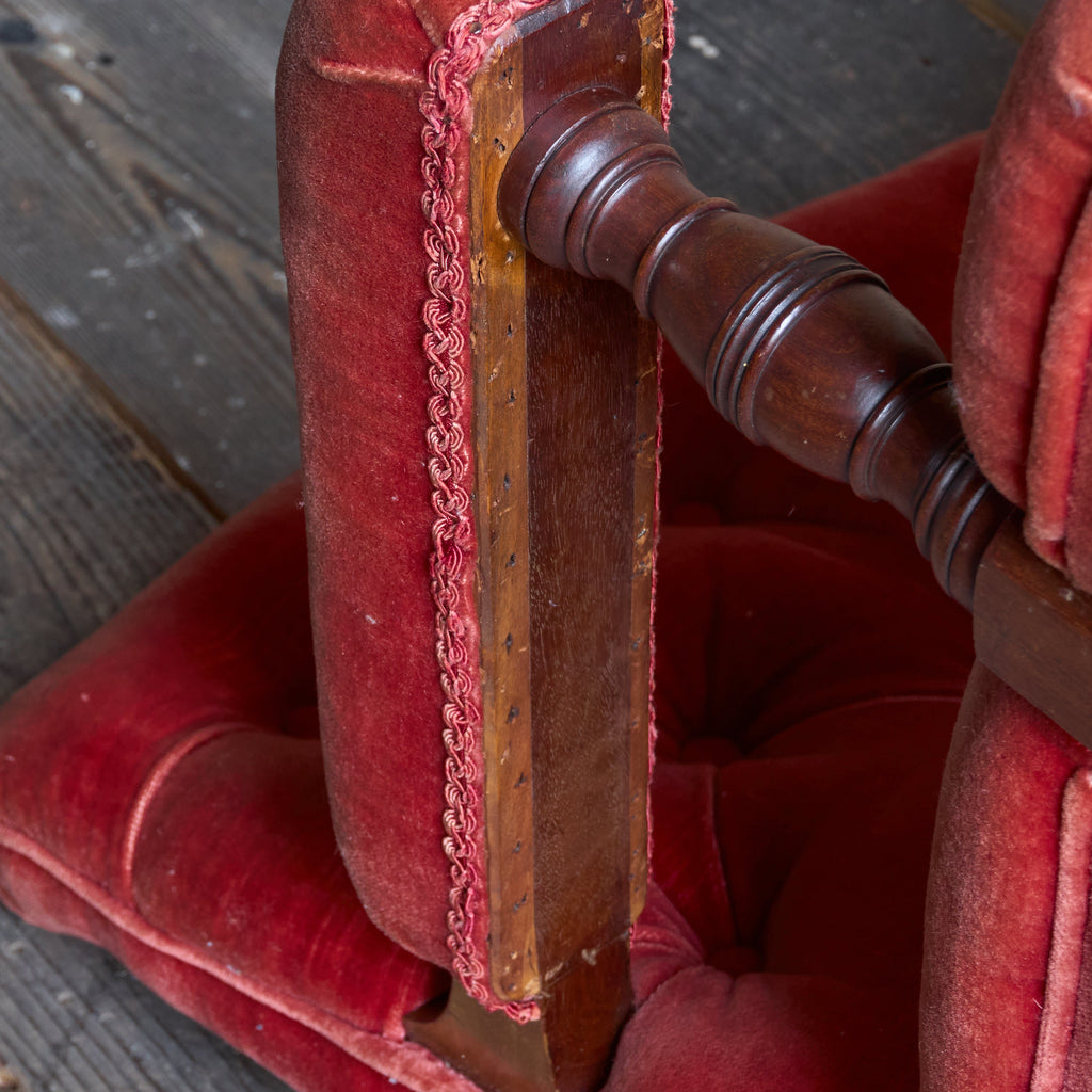 Antique open armchair - red/pink velvet-Antique Seating-KONTRAST