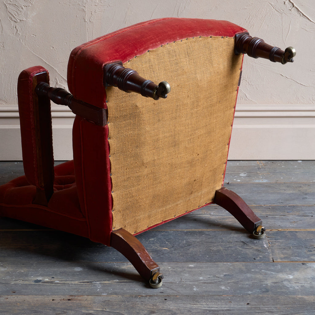 Antique open armchair - red/pink velvet-Antique Seating-KONTRAST