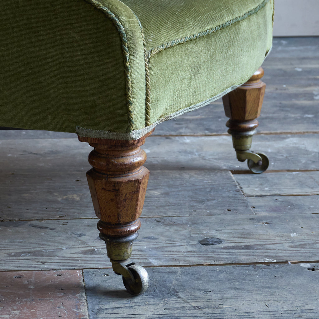 Antique spoon back armchair - green velvet-Antique Seating-KONTRAST