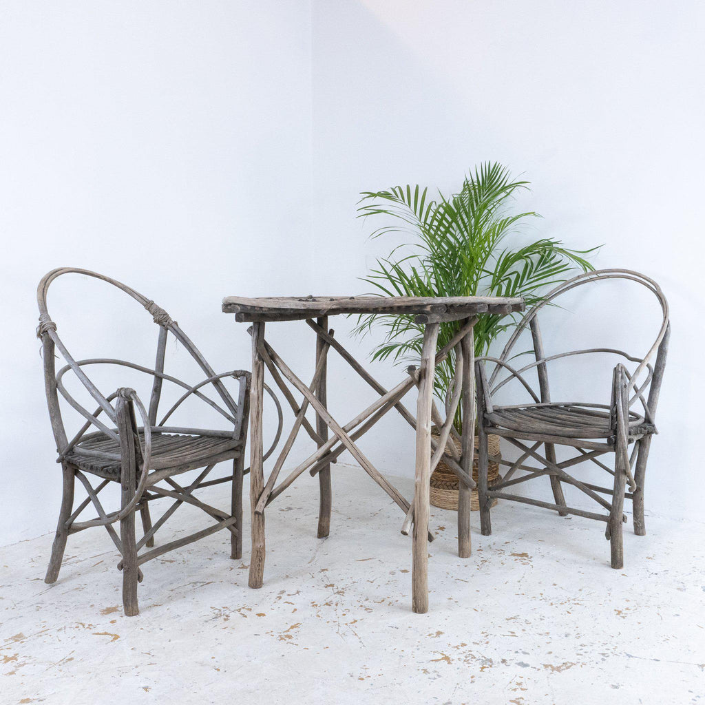 Bent Willow Twig Chairs and Table Bistro Set-Vintage Seating-KONTRAST