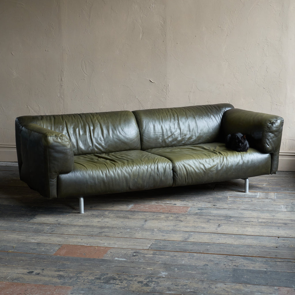 Cassina 250 MET 3 seater sofa in green leather-Mid Century Seating-KONTRAST