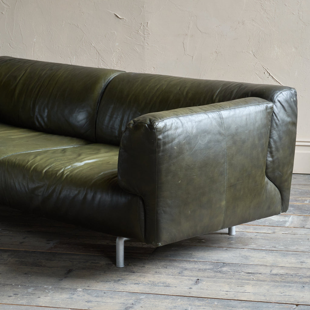 Cassina 250 MET 3 seater sofa in green leather-Mid Century Seating-KONTRAST