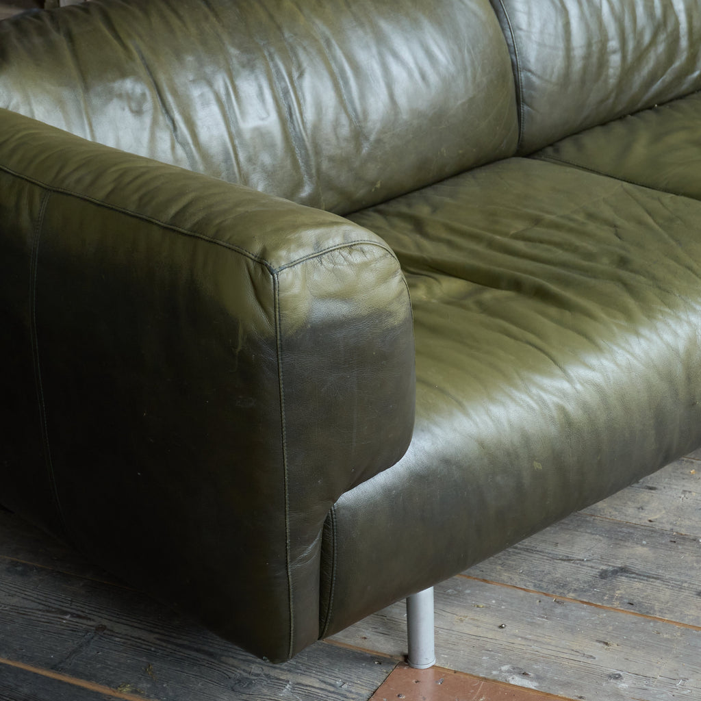 Cassina 250 MET 3 seater sofa in green leather-Mid Century Seating-KONTRAST