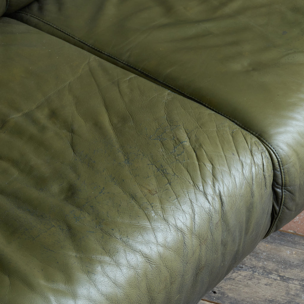 Cassina 250 MET 3 seater sofa in green leather-Mid Century Seating-KONTRAST