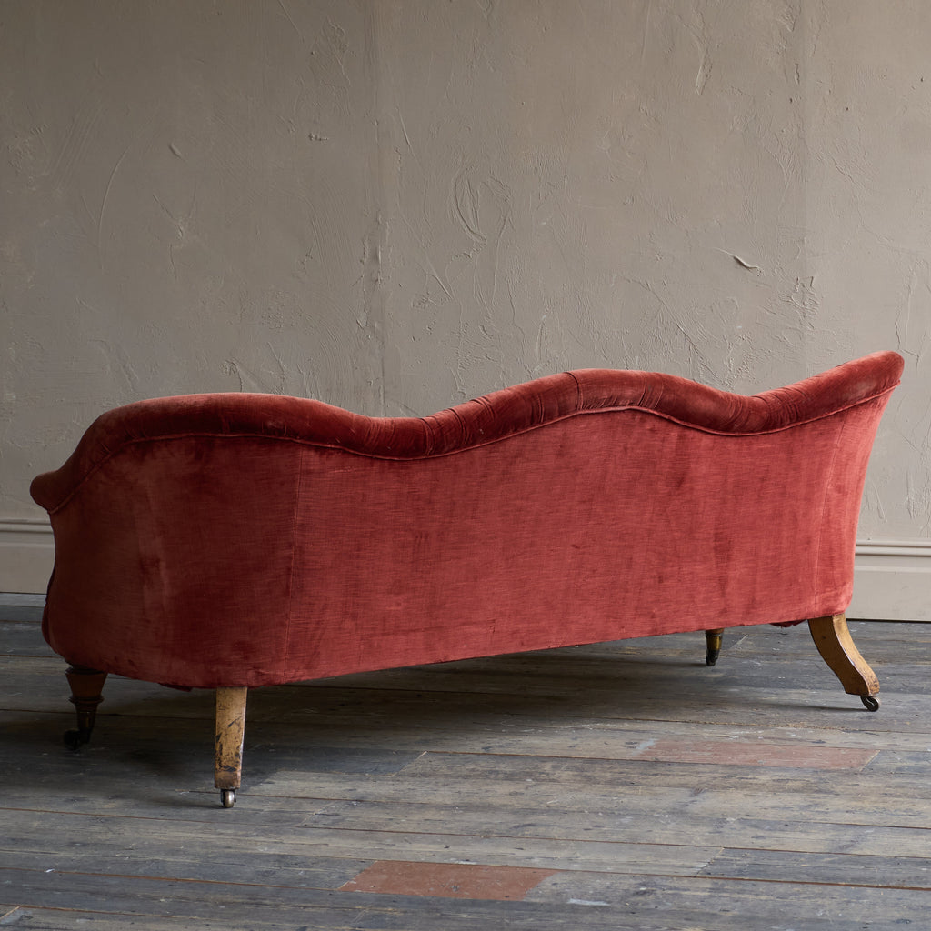 Country House Sofa by Hindley and Sons - claret velvet-Antique Seating-KONTRAST