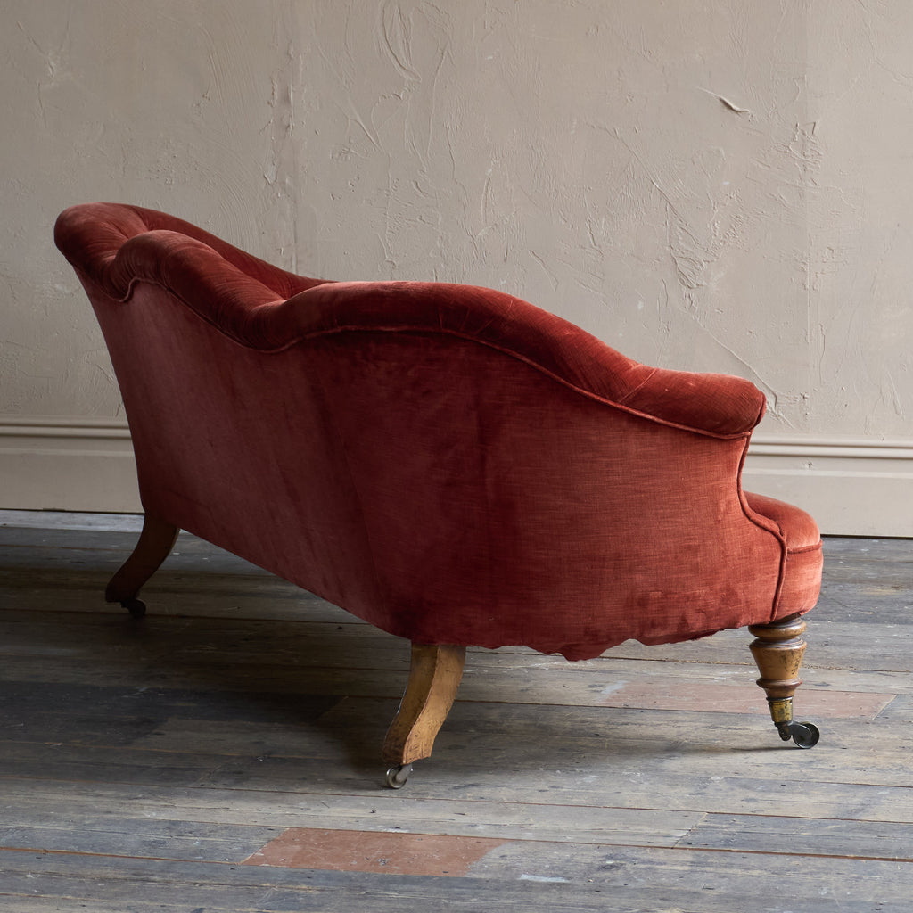 Country House Sofa by Hindley and Sons - claret velvet-Antique Seating-KONTRAST