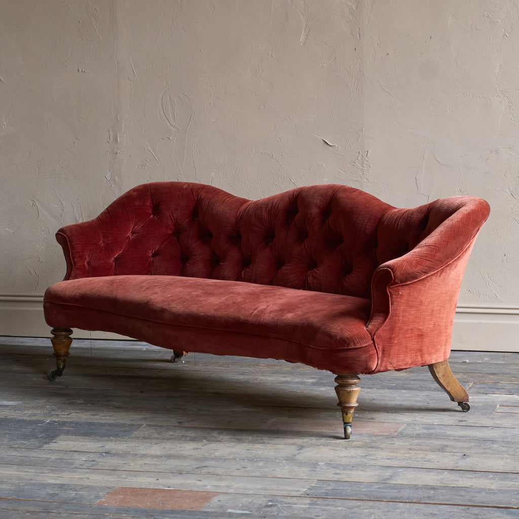 Country House Sofa by Hindley and Sons - claret velvet-Antique Seating-KONTRAST