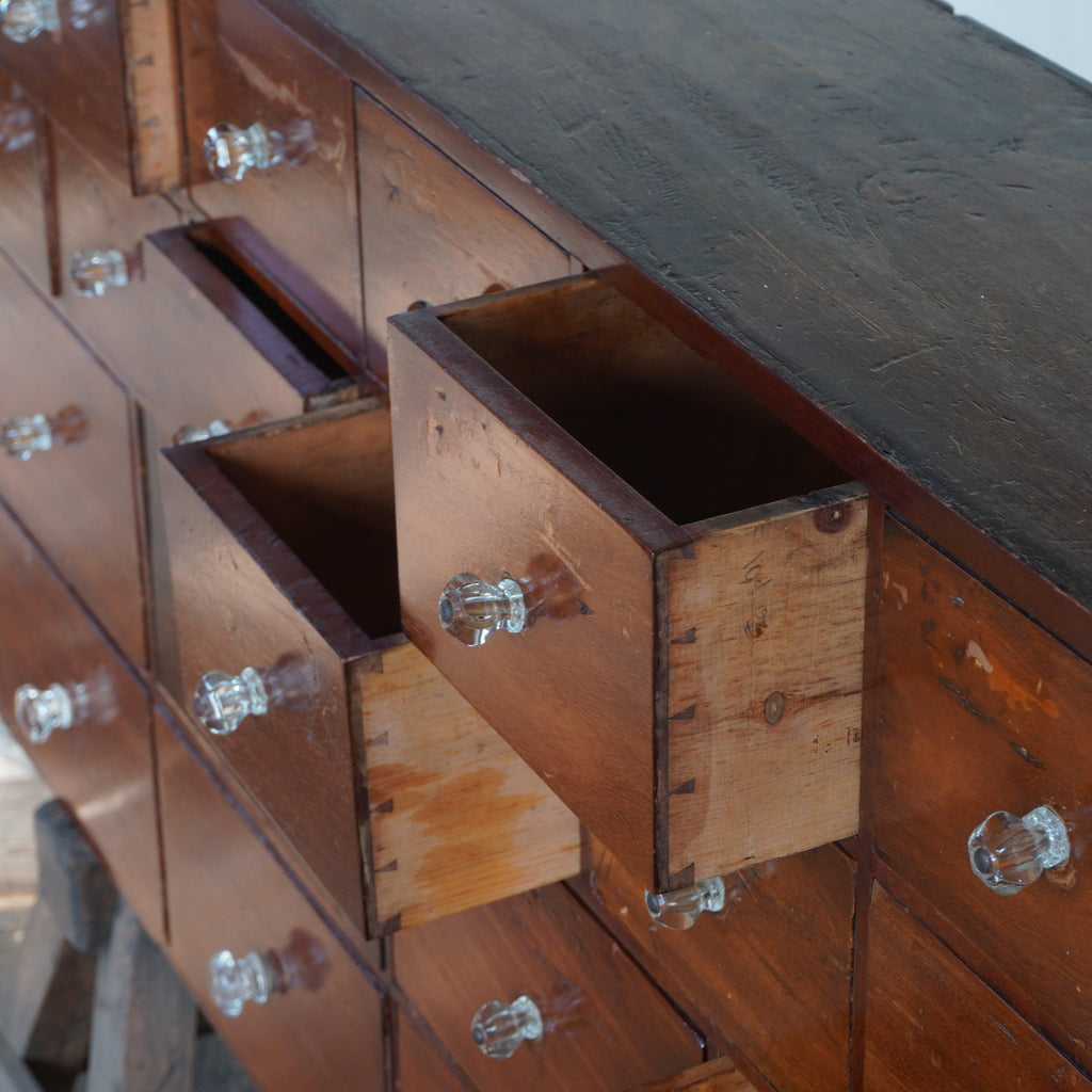 Early 20th century chemists apothecary drawers-Antique Storage-KONTRAST