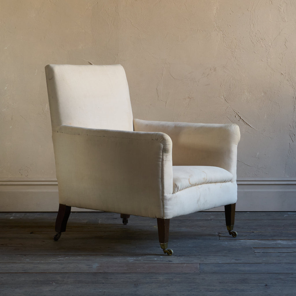 Edwardian Library Armchair - calico covered-Antique Seating-KONTRAST