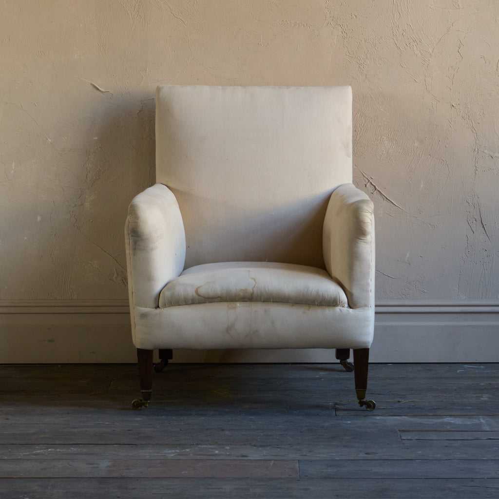 Edwardian Library Armchair - calico covered-Antique Seating-KONTRAST