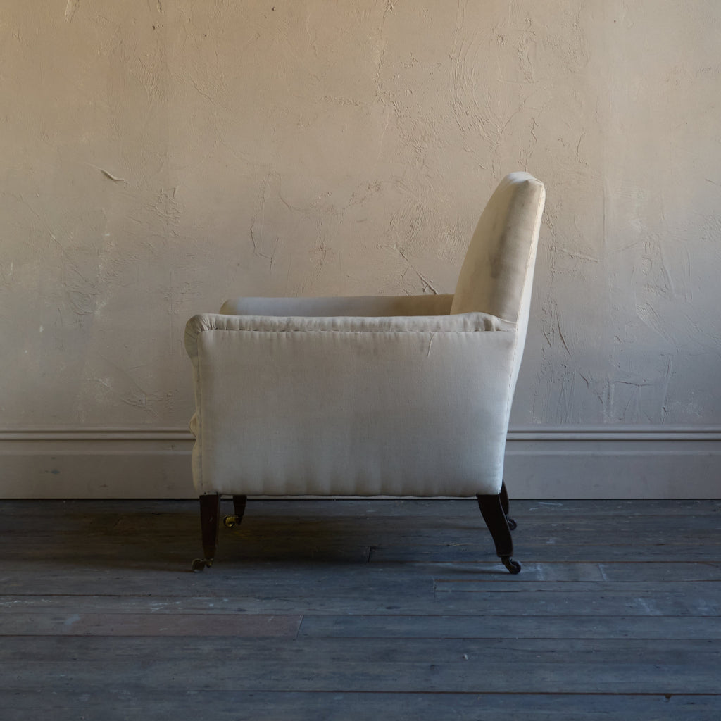 Edwardian Library Armchair - calico covered-Antique Seating-KONTRAST