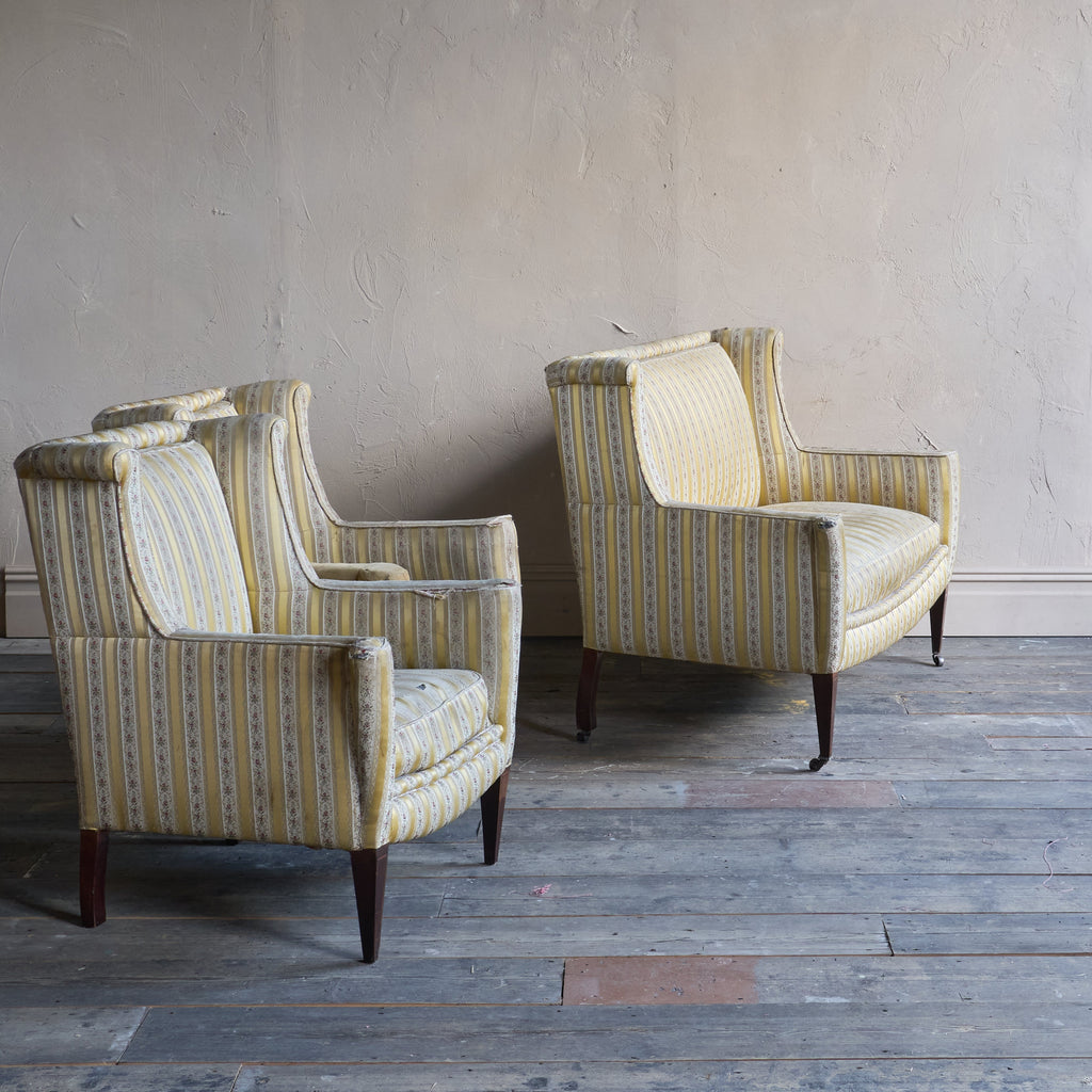 Edwardian Salon Suite - striped gold silk fabric-Antique Seating-KONTRAST