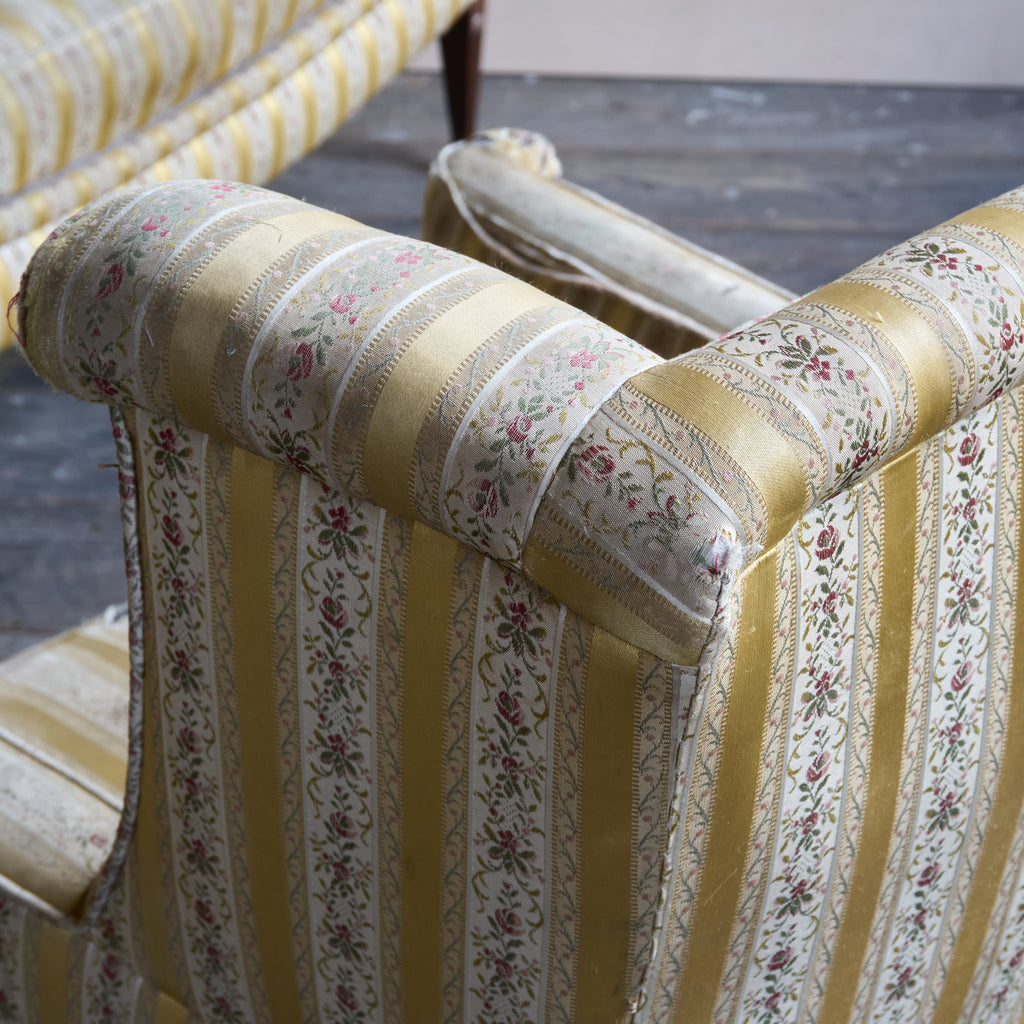 Edwardian Salon Suite - striped gold silk fabric-Antique Seating-KONTRAST