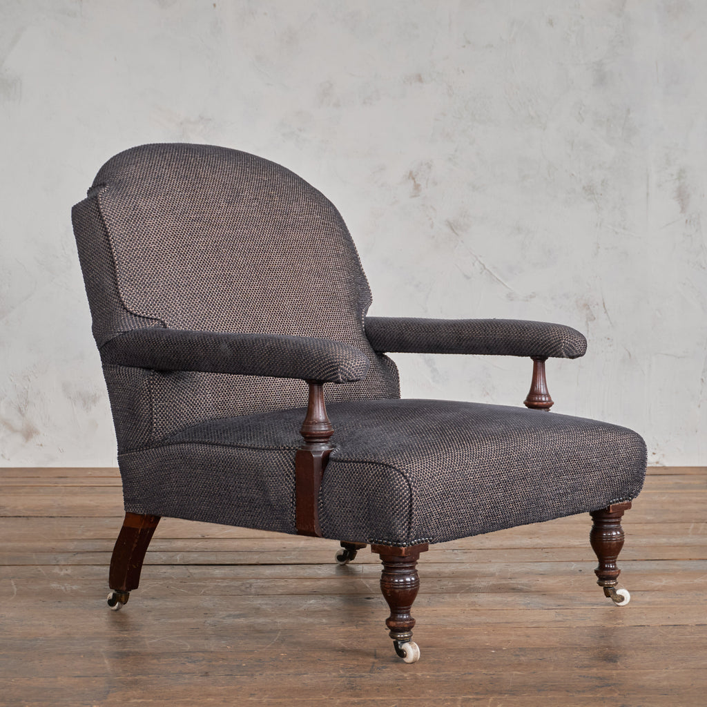 English Open Armchair - Aubergine Fabric-Antique Seating-KONTRAST