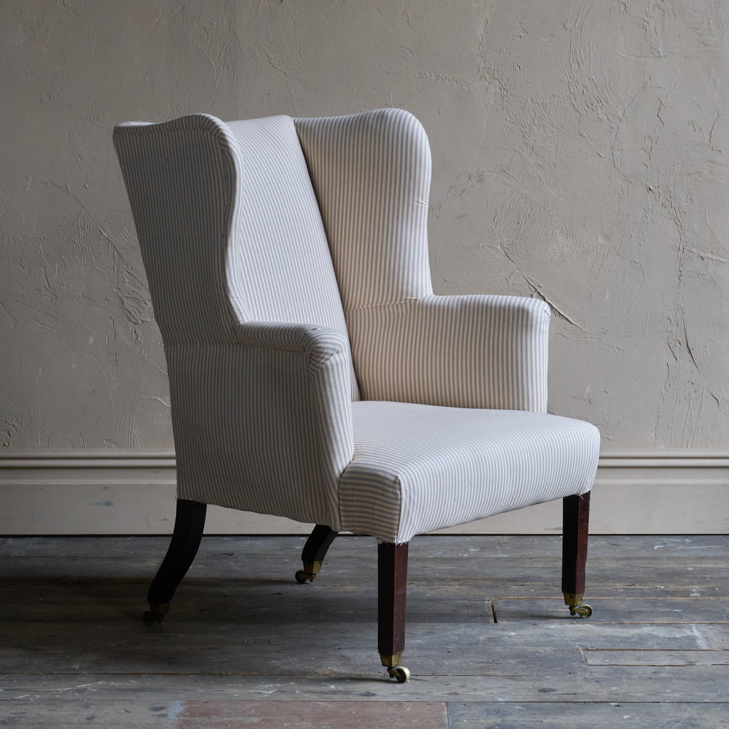 Georgian Wingback Armchair in striped ticking-KONTRAST