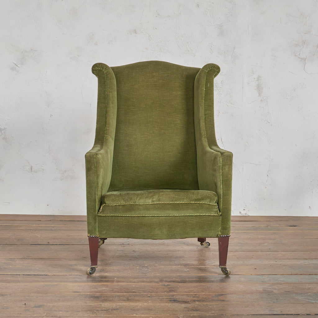 Hampton and Sons Green Wing Back Chair-Antique Seating-KONTRAST