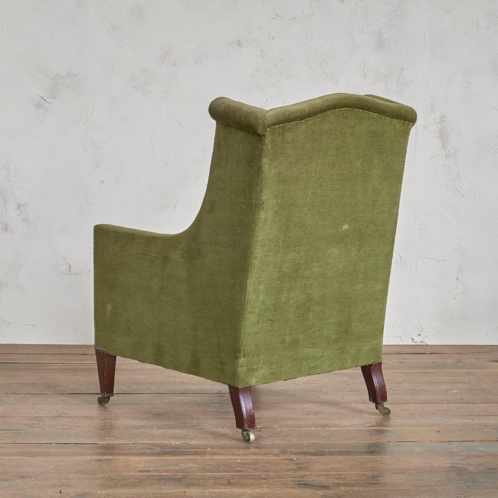 Hampton and Sons Green Wing Back Chair-Antique Seating-KONTRAST