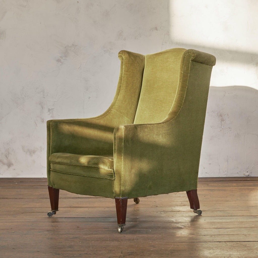 Hampton and Sons Green Wing Back Chair-Antique Seating-KONTRAST