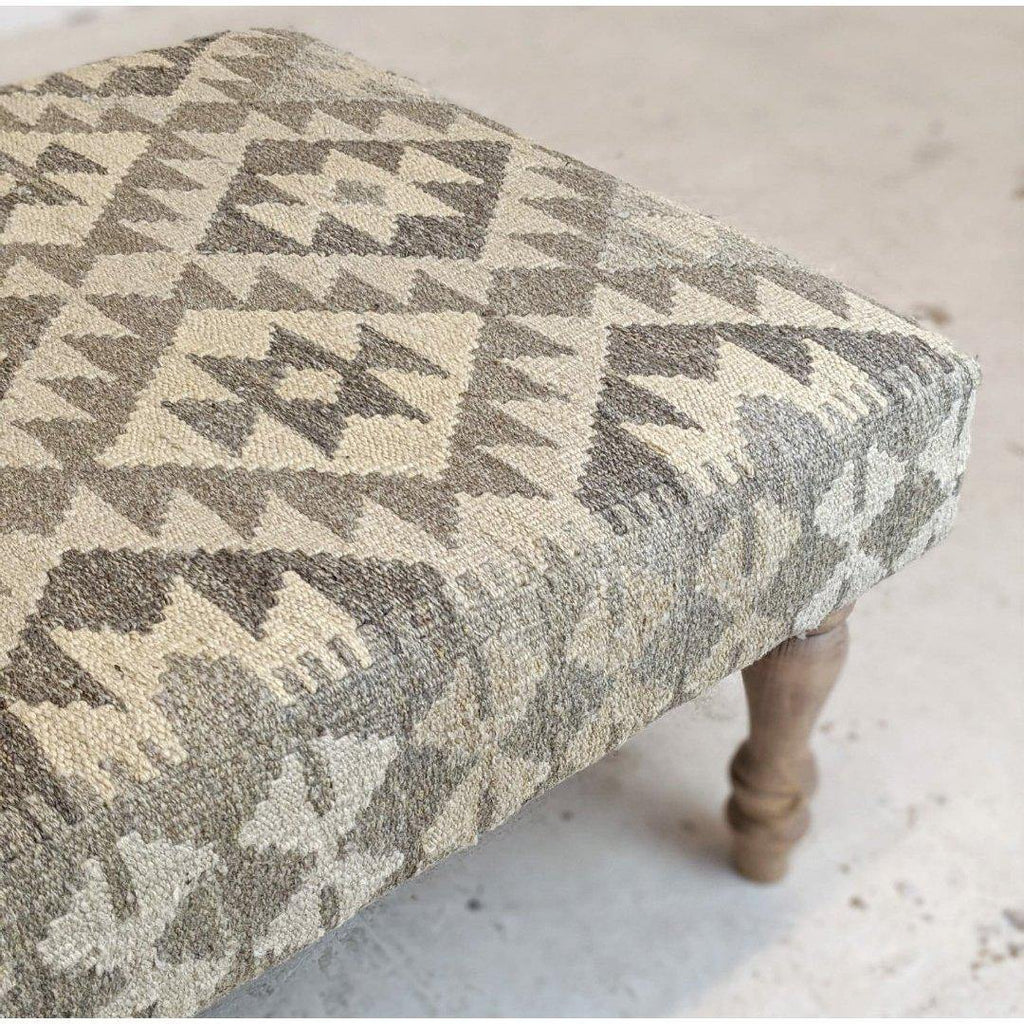 Handmade Ottoman, Khudrang natural colours-kilim footstool-KONTRAST