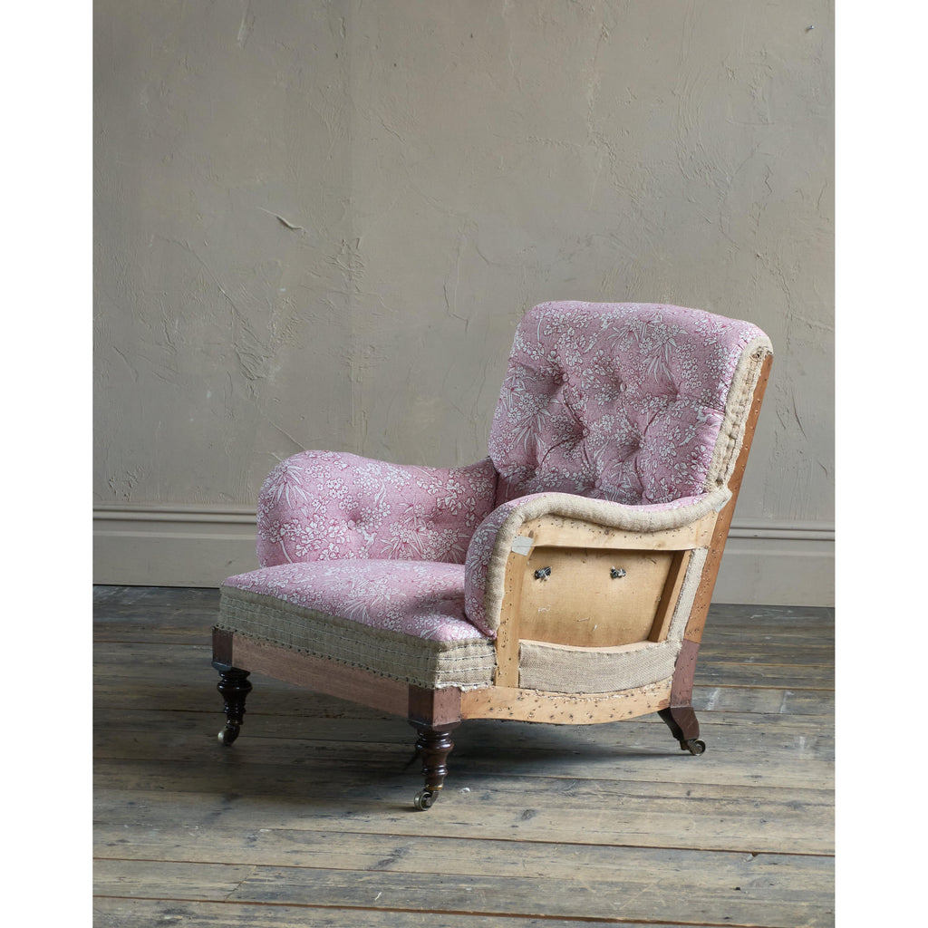 Hindley & Sons Armchair - Red Ticking-Antique Seating-KONTRAST