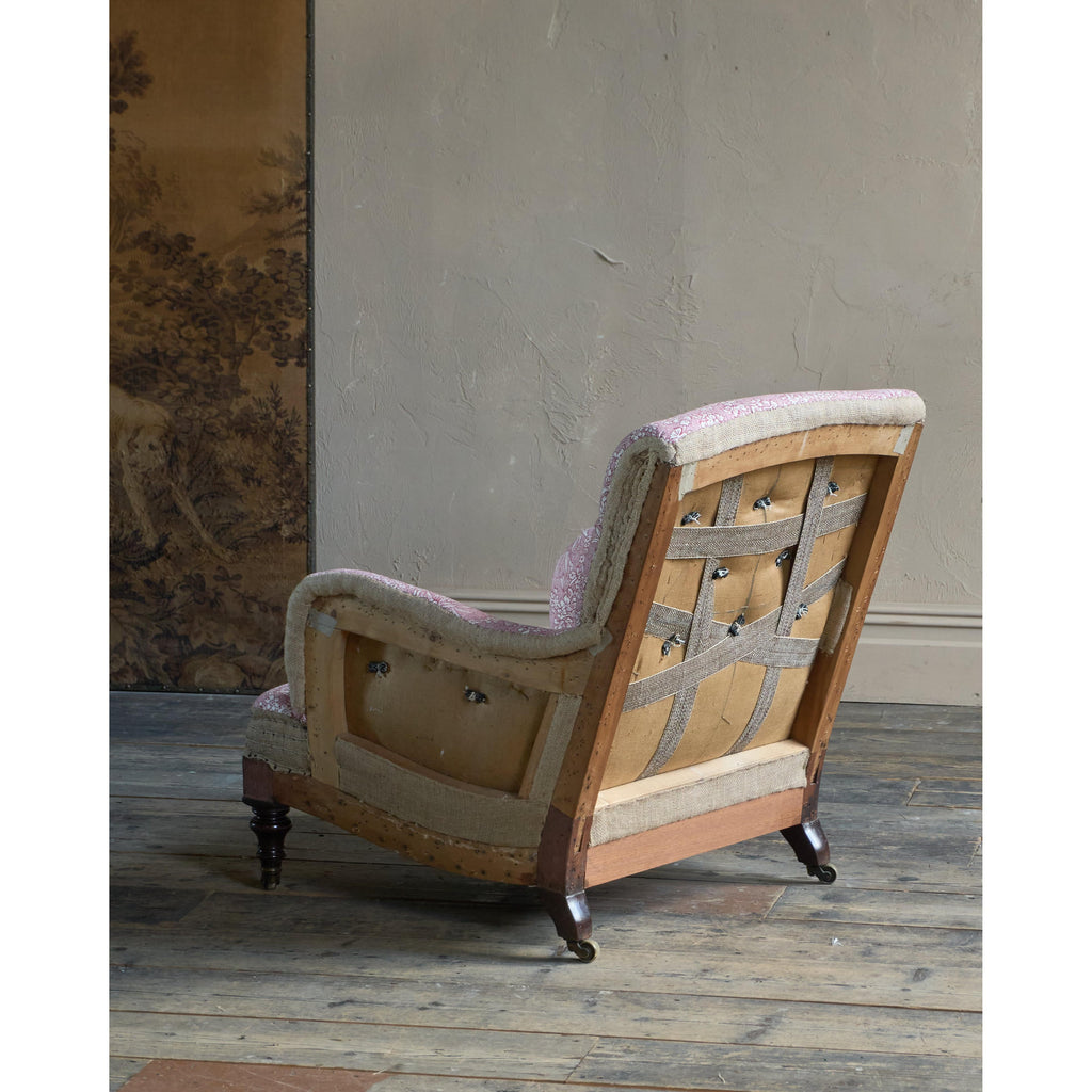 Hindley & Sons Armchair - Red Ticking-Antique Seating-KONTRAST